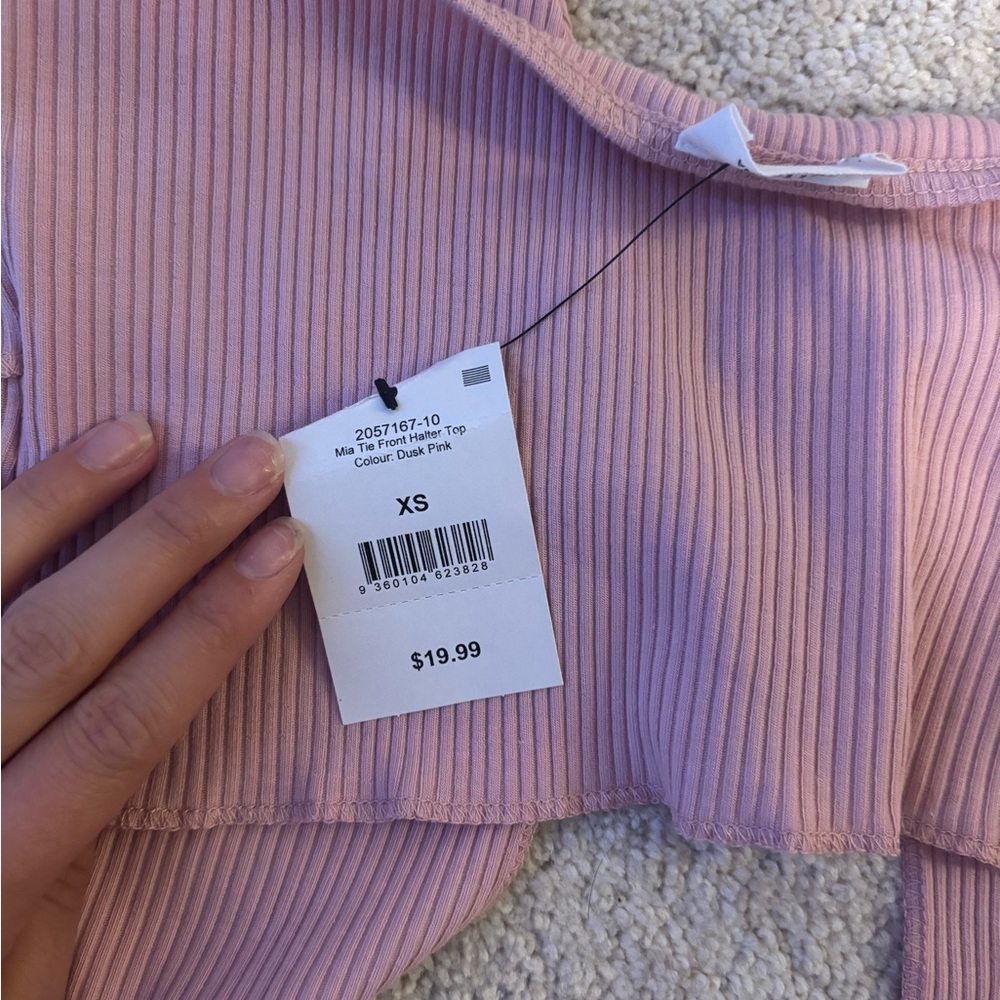Pink Ribbed Halter Top - Picture 3 of 3